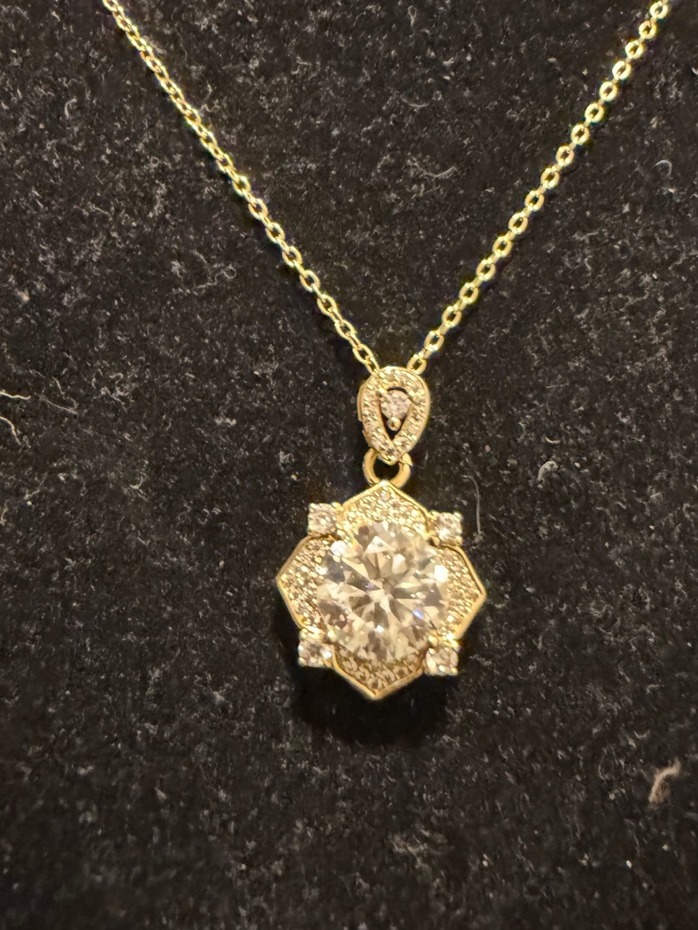 GRA Moissanite 1 CT Round Floral Flower Pendant Gold Tone Sterling Silver